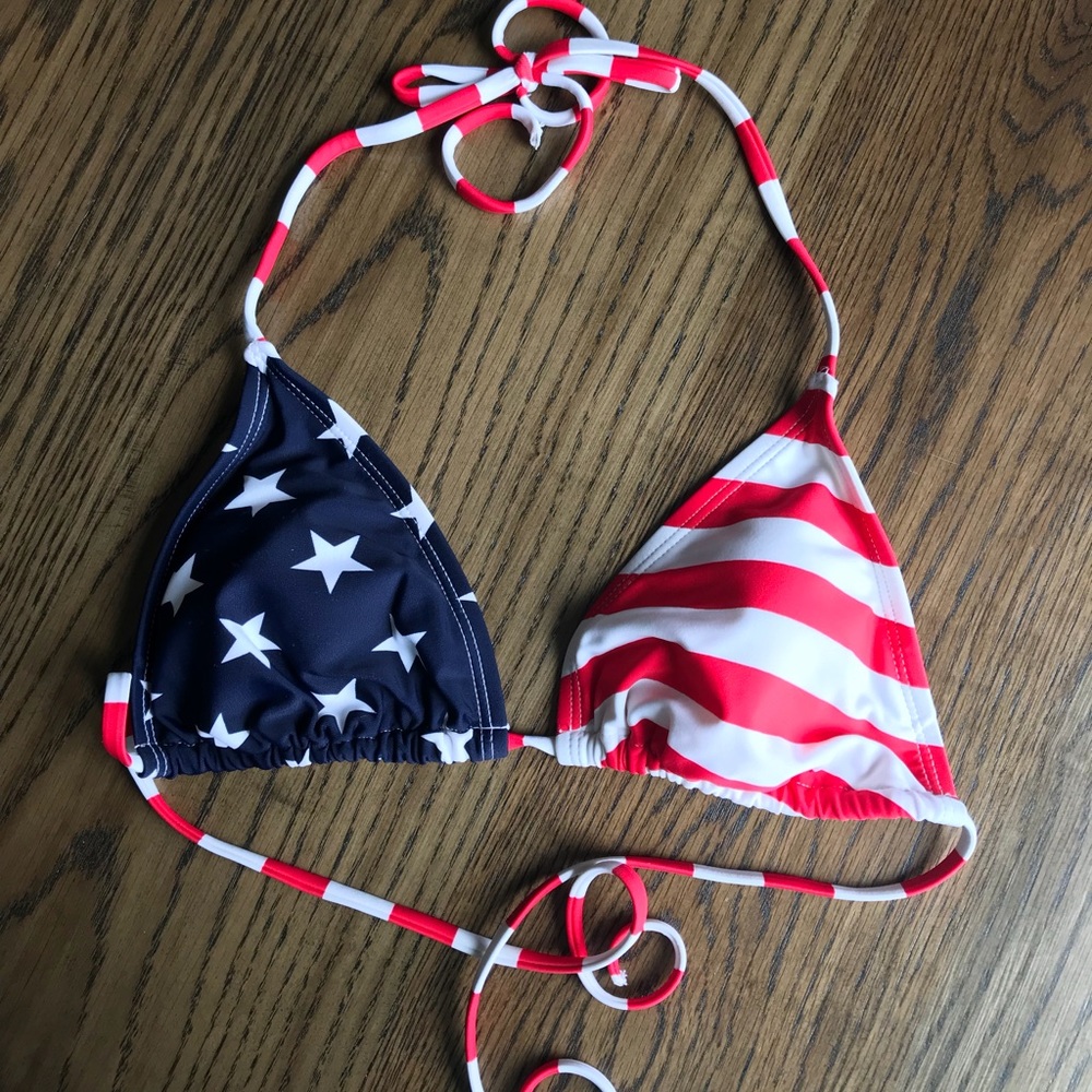 Patriotic American Flag String Bikini Top